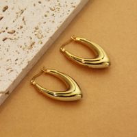 1 Pair Retro Simple Style C Shape U Shape Solid Color Plating Titanium Steel 18k Gold Plated Earrings sku image 13