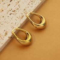 1 Pair Retro Simple Style C Shape U Shape Solid Color Plating Titanium Steel 18k Gold Plated Earrings sku image 16