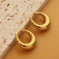 1 Pair Retro Simple Style C Shape U Shape Solid Color Plating Titanium Steel 18k Gold Plated Earrings sku image 8