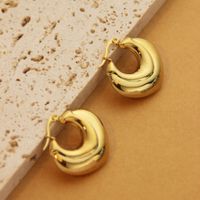 1 Pair Retro Simple Style C Shape U Shape Solid Color Plating Titanium Steel 18k Gold Plated Earrings sku image 15