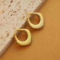 1 Paar Retro Einfacher Stil C-form U-form Einfarbig Überzug Titan Stahl 18 Karat Vergoldet Ohrringe sku image 4