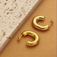1 Paar Retro Einfacher Stil C-form U-form Einfarbig Überzug Titan Stahl 18 Karat Vergoldet Ohrringe sku image 6