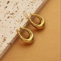 1 Paar Retro Einfacher Stil C-form U-form Einfarbig Überzug Titan Stahl 18 Karat Vergoldet Ohrringe sku image 5