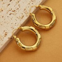 1 Pair Vintage Style Exaggerated Simple Style Round Oval Plating Metal Stainless Steel 18k Gold Plated Hoop Earrings main image 5