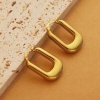 1 Pair Retro Simple Style C Shape U Shape Solid Color Plating Titanium Steel 18k Gold Plated Earrings sku image 30