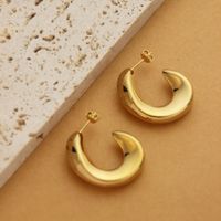 1 Pair Retro Simple Style C Shape U Shape Solid Color Plating Titanium Steel 18k Gold Plated Earrings sku image 27