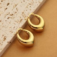 1 Pair Retro Simple Style C Shape U Shape Solid Color Plating Titanium Steel 18k Gold Plated Earrings sku image 17