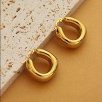 1 Pair Retro Simple Style C Shape U Shape Solid Color Plating Titanium Steel 18k Gold Plated Earrings sku image 33