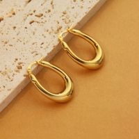 1 Pair Retro Simple Style C Shape U Shape Solid Color Plating Titanium Steel 18k Gold Plated Earrings sku image 16
