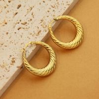 1 Pair Retro Simple Style C Shape U Shape Solid Color Plating Titanium Steel 18k Gold Plated Earrings sku image 14