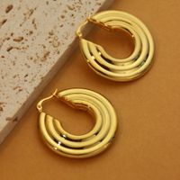 1 Pair Retro Simple Style C Shape U Shape Solid Color Plating Titanium Steel 18k Gold Plated Earrings sku image 22