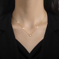 Titan Stahl Dame Überzug Inlay Herzform Künstliche Edelsteine Halskette Mit Anhänger main image 5