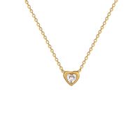 Titanium Steel Lady Plating Inlay Heart Shape Artificial Gemstones Pendant Necklace main image 2