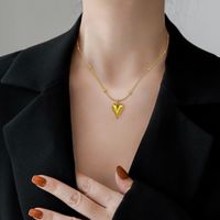 Titan Stahl Moderner Stil Überzug Herzform Halskette Mit Anhänger main image 3