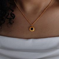 Retro Simple Style Streetwear Square Titanium Steel Plating Inlay Earrings Necklace main image 1