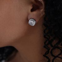 Retro Simple Style Streetwear Square Titanium Steel Plating Inlay Earrings Necklace sku image 7