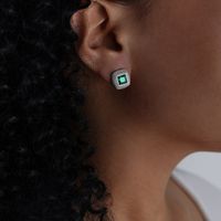 Retro Einfacher Stil Strassenmode Quadrat Titan Stahl Überzug Inlay Ohrringe Halskette sku image 9