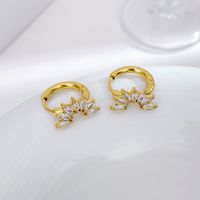 1 Pair Casual Elegant Flower Plating Inlay Stainless Steel Zircon Earrings main image 1