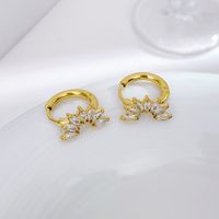 1 Pair Casual Elegant Flower Plating Inlay Stainless Steel Zircon Earrings main image 6