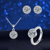 Titanium Steel Copper Simple Style Inlay Round Zircon Necklace Earrings Rings main image 4
