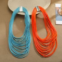 Exaggerated Solid Color Alloy Wax Line Wholesale Necklace main image 4