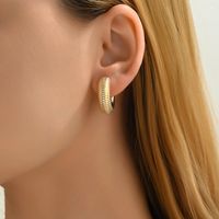 1 Pair Modern Style Classic Style C Shape Stripe Arylic Alloy Ear Studs main image 4