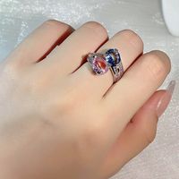Simple Style Shiny Water Droplets Brass Plating Inlay Zircon Open Rings main image 5