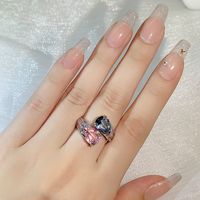 Simple Style Shiny Water Droplets Brass Plating Inlay Zircon Open Rings main image 2