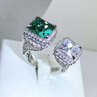 Vintage Style Square Brass Inlay Zircon Open Rings main image 5