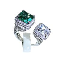 Vintage Style Square Brass Inlay Zircon Open Rings main image 3