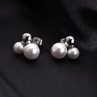 1 Paar Elegant Runden Überzug Künstliche Perle Messing Vergoldet Ohrringe main image 5