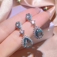 Elegant Shiny Water Droplets Titanium Steel Inlay Zircon Rings Earrings Necklace main image 3