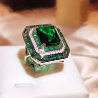 Retro Simple Style Rectangle Copper Plating Inlay Zircon Open Rings main image 5