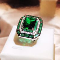 Retro Simple Style Rectangle Copper Plating Inlay Zircon Open Rings main image 4