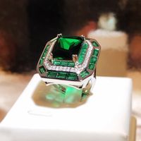 Retro Simple Style Rectangle Copper Plating Inlay Zircon Open Rings main image 3