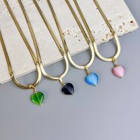 Sweet Heart Shape Stainless Steel Opal Plating Pendant Necklace main image 4