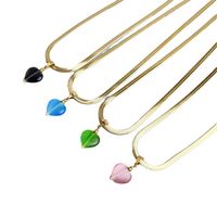 Sweet Heart Shape Stainless Steel Opal Plating Pendant Necklace main image 2