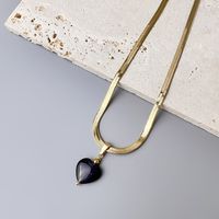 Sweet Heart Shape Stainless Steel Opal Plating Pendant Necklace sku image 4