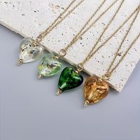 Retro Heart Shape Stainless Steel Glass Plating Pendant Necklace main image 5
