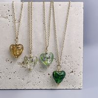Retro Heart Shape Stainless Steel Glass Plating Pendant Necklace main image 4