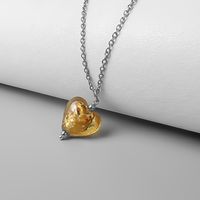 Retro Heart Shape Stainless Steel Glass Plating Pendant Necklace sku image 2