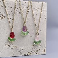 Elegant Flower Stainless Steel Glass Pendant Necklace main image 3