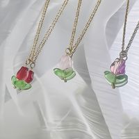 Elegant Flower Stainless Steel Glass Pendant Necklace main image 4