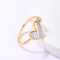 Casual Sweet Star Moon Heart Shape Shell Plating Inlay Shell Zircon 18k Gold Plated Women's Open Rings main image 4