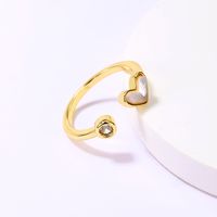 Casual Sweet Star Moon Heart Shape Shell Plating Inlay Shell Zircon 18k Gold Plated Women's Open Rings main image 3