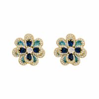 1 Pair Sweet Simple Style Flower Plating Inlay Copper Zircon K Gold Plated Rhodium Plated Ear Studs sku image 2