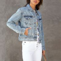 Women's Casual Solid Color Single Breasted Coat Denim Jacket main image 6