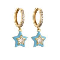 1 Pair Sweet Star Enamel Inlay Copper Zircon Earrings sku image 1