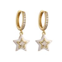 1 Pair Sweet Star Enamel Inlay Copper Zircon Earrings sku image 2