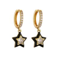 1 Pair Sweet Star Enamel Inlay Copper Zircon Earrings sku image 7